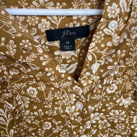 JCrew Point Sur Mustard Yellow Ruffle Top Sz M - Picture 3 of 3